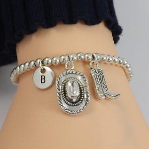 Cowboy Jewelry, Western Cowgirl Bracelet with Cowboy Hat and Cowboy Boots