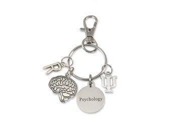 College Gift for Psychology Major, Psychologist Gift, PSI Psychologist Keychain, Psych Major Gift, Brain Keyring, Psych Student