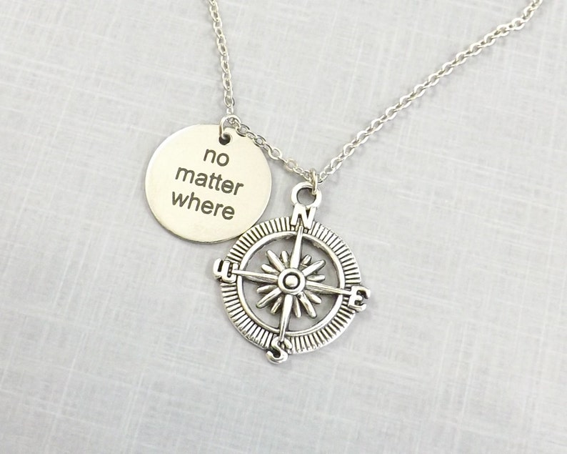 No Matter Where Compass Necklace Best Friend Long Distance Etsy