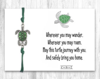 Sea Turtle Bracelet, Good Luck Charm, Safe Travels Going Away Present, College Bound Student