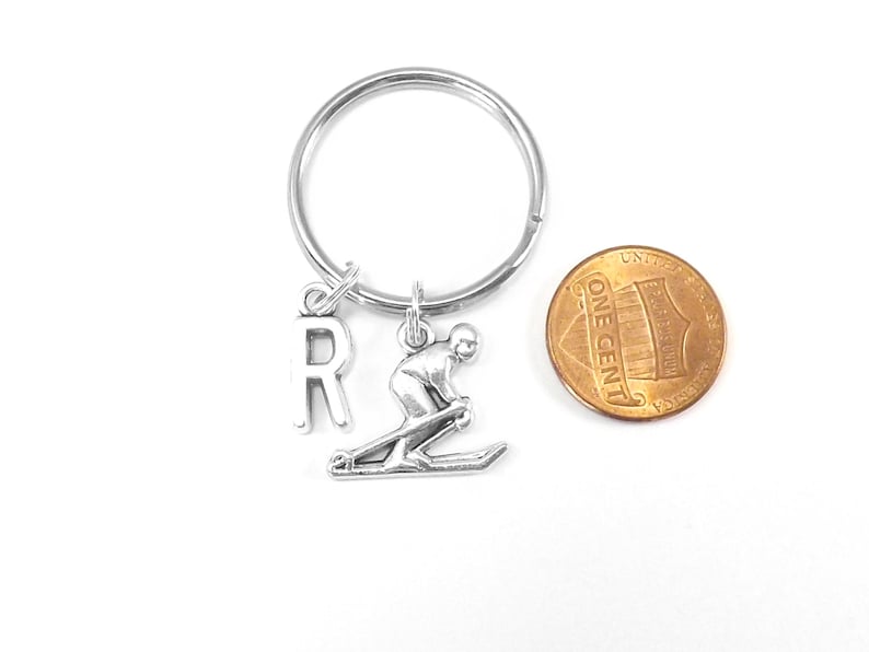 Ski Keychain Personalized Man Skiing Key Ring Woman Snow Etsy