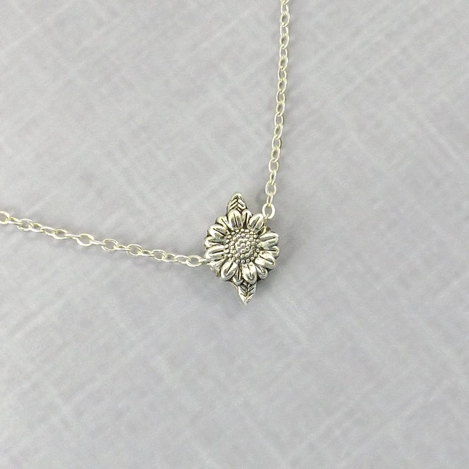 Dainty Silver Sunflower Necklace Sunflower Jewelry Gift for Etsy