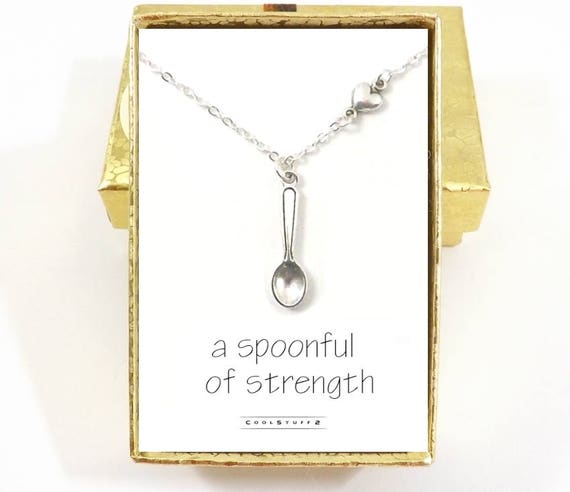 Spoonie Gift, Spoon Therapy, Spoon Necklace, Chronic Pain, A Spoonful of Strength, Lupus, Chronic Illness, Inspirational Gift, Fibromyalgia