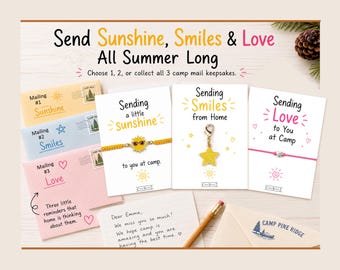 Camp Mail Gift Collection – Sun Bracelet, Star Smile Clip, Heart Adjustable Bracelet – Choose 1, 2, or All 3 Designs