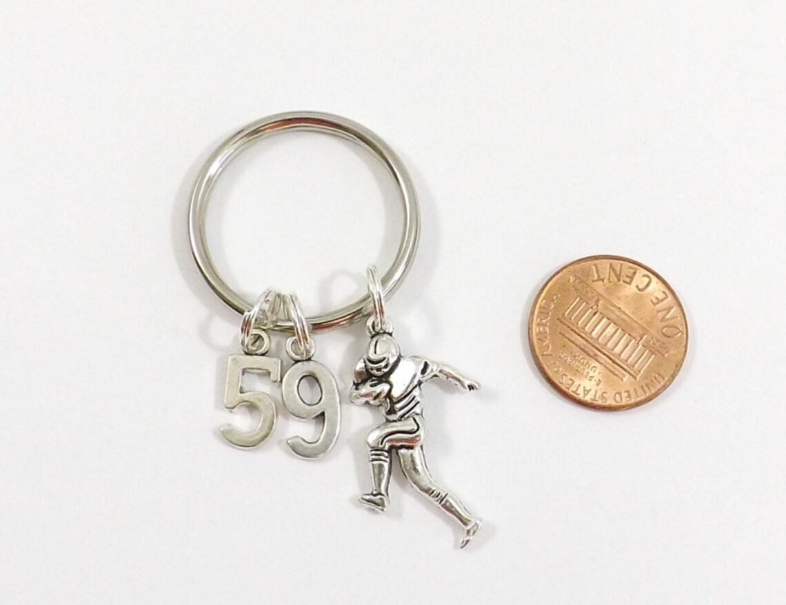 Football Keychain Football Player Keychain Jersey Number Etsy