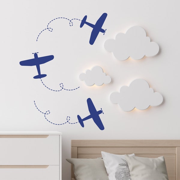 Airplane Wall Decal Set - Airplane Stickers -  Set includes 3 Planes - Airplane Decal - Kids Room Decal - Boys Decal - Airplane Sticker