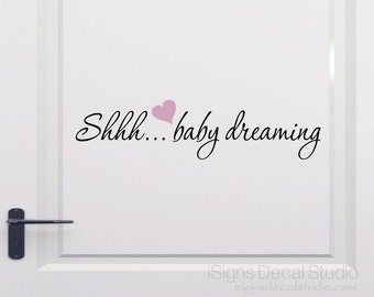 shhh baby dreaming door decal nursery door decals baby room door decal sticker - Nursery Room Door Decal Sticker
