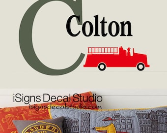 Firetruck wall decal | Etsy