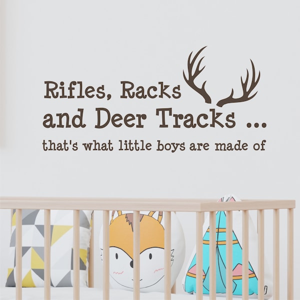 Rifles Racks and Deer Tracks Decal, Boys Hunting Decal, Hunting Nursery Decals, Hunting Decor