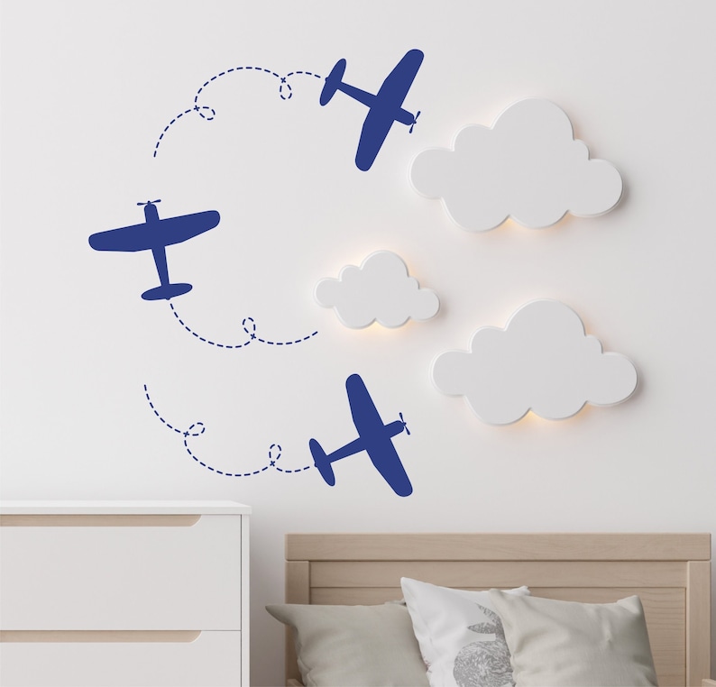 Airplane Wall Decal Set Airplane Stickers Set includes 3 Planes Airplane Decal Kids Room Decal Boys Decal Airplane Sticker image 1