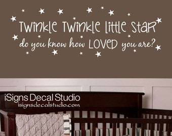 Twinkle Twinkle Little Star Wall Decal - Nursery Wall Decal -  Stars Wall Decal