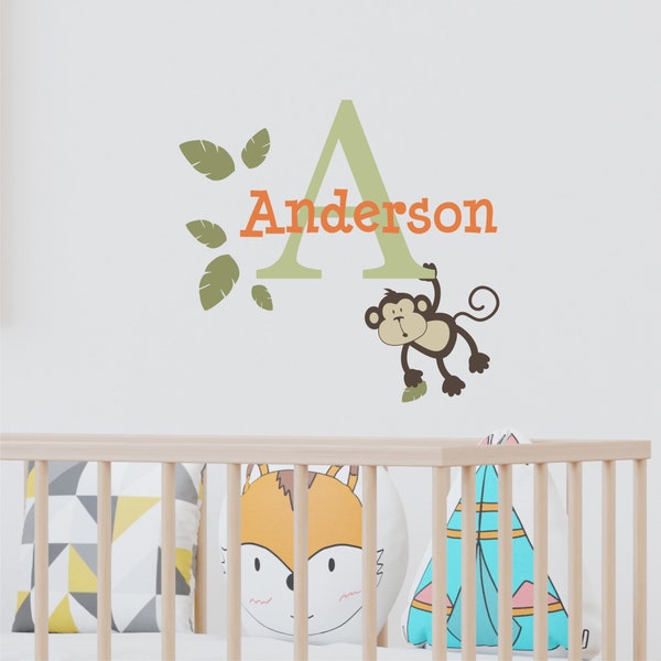 Monkey Name Decal Etsy