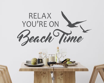 Relax Your on Beach Time wall decal - beach house decal - beach wall decals - ocean wall decal - beach wall quote