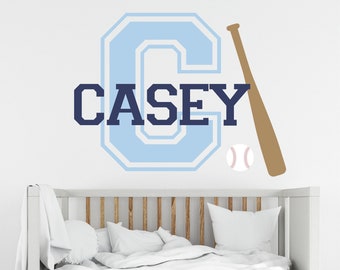 Baseball Wall Decal with Kid's Name and Baseball and Baseball Bat - Personalized Baseball Wall Decal - Custom Baseball Sticker