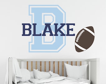 Kids Nursery Football Wall Decal  - Personalized Football Wall Decal - Custom Football Monogram - Initial with Name Boys Girls Decal