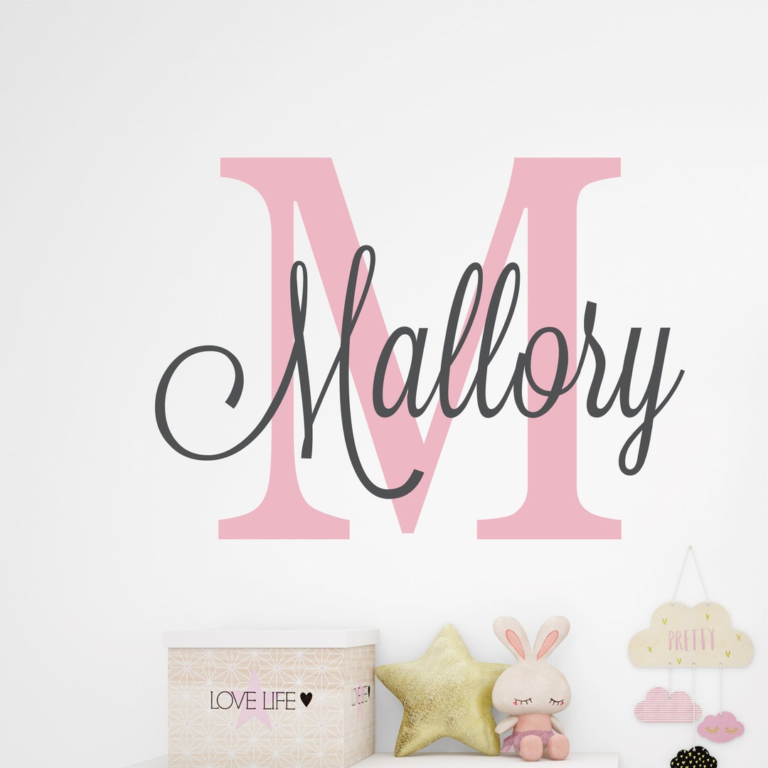 Personalized Name Wall Decal / Custom Girl Monogram Initial Wall ...