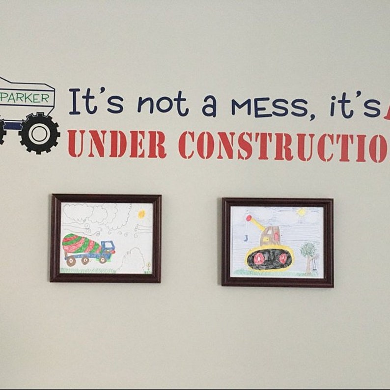 Construction Wall Decal Custom Name Decal Boys Room Decal Etsy