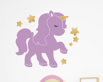 Unicorn Pony Wall Decal,  Unicorn Nursery Decor, Unicorn Horse Wall Decals Kids Room, Girls Unicorn Room Decor