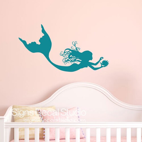 Mermaid Wall Decal in Vinyl With Personalized Name Includes Etsy