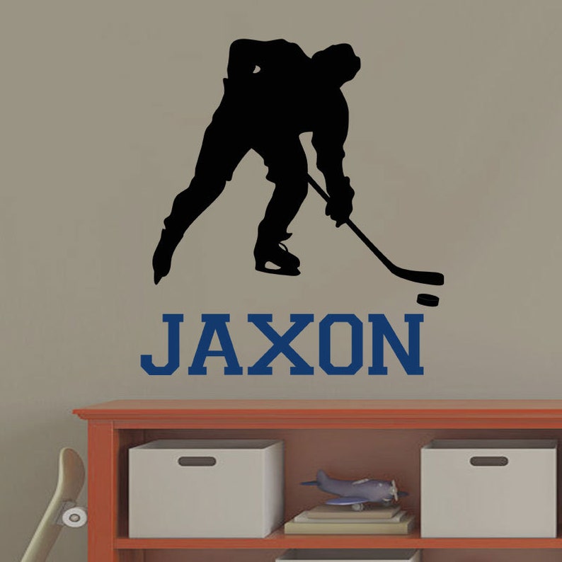 Hockey Wall Decal Custom Hockey Decal Hockey Name Hockey Etsy