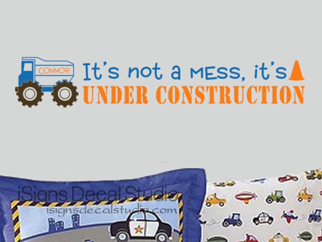 Construction Wall Decal Custom Name Decal Boys Room Decal Etsy