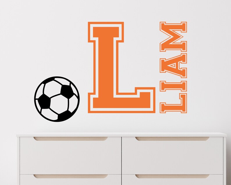 LARGE 20" Personalized Soccer Wall Decal - Custom Name Decal - Kids ...