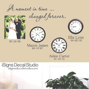 A Moment In Time Wall Decal - Moments in Time Changed Forever - Family Wall Decal - Family Wall Quote