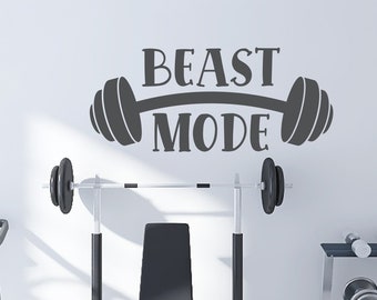 Beast Mode Fitness Motivational Wall Decal, Gym Workout Wall Decal, Workout Fitness Decor