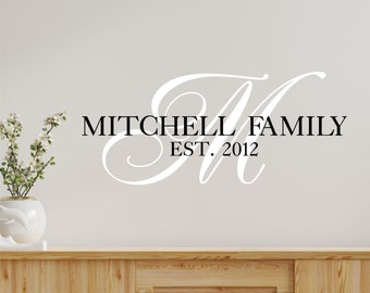 Family Name Monogram - Family Name Sign - Family Name Monogram Decal - Family Name Wall Decals