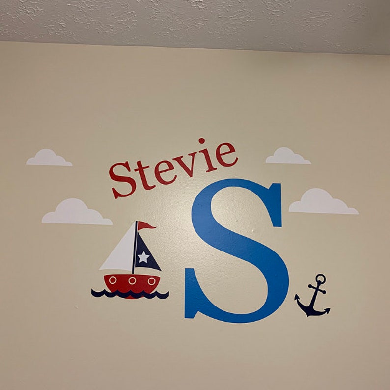 Nautical Wall Decal Sailboat Decal Nursery Wall Decals Etsy