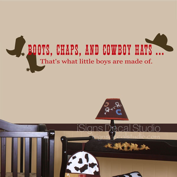 Boots Chaps and Cowboy Hats Wall Decal - Cowboy Decal - Western Nursery - Cowboy Nursery Decor