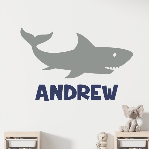 SHARK Wall Decal - Shark Decal - Boys Room Decal -  Custom Name Decal - Name Shark Decal - Vinyl Wall Decal