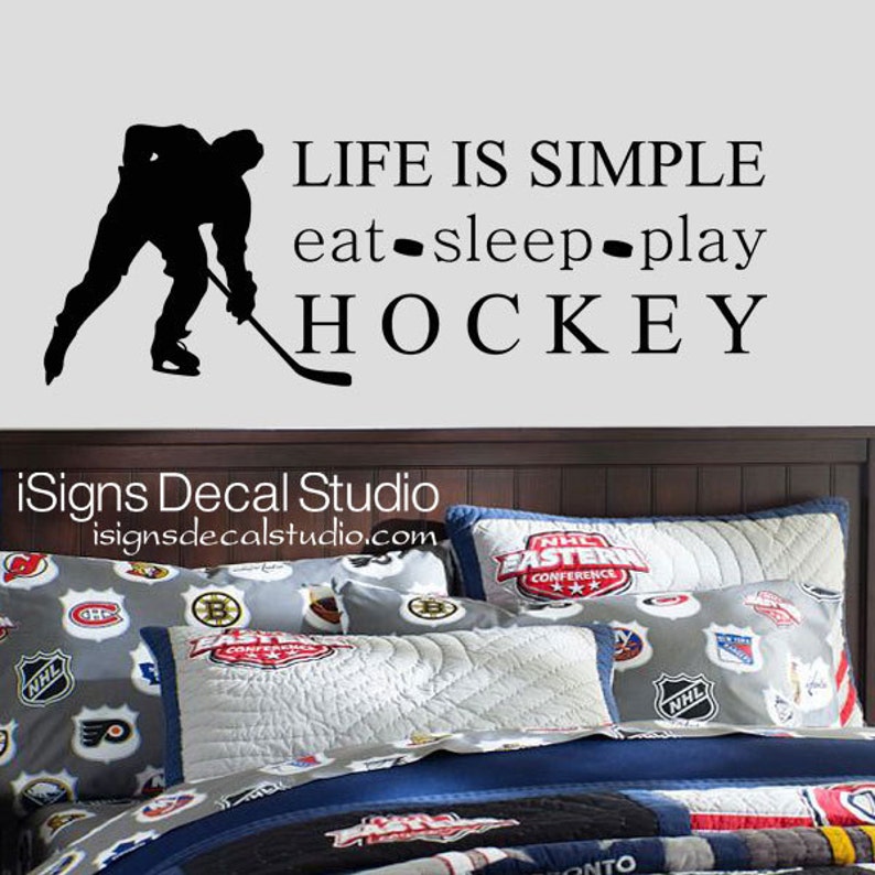 Hockey wall decal eat sleep play hockey decal hockey wall Etsy