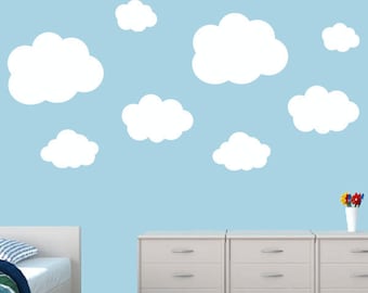 Clouds Wall Decal Set (8) - nursery clouds - Kids Wall Decals - Puffy Clouds Decals