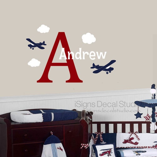 AIRPLANE WALL DECAL Custom Name Decal Airplane Name Decal Etsy