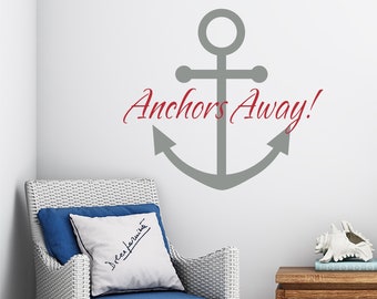 Anchor Decal-Nautical Wall Decal - Anchors Away Wall Decal - Nautical Decal - Anchor Wall Decal - Nautical Decor-Vinyl Decal