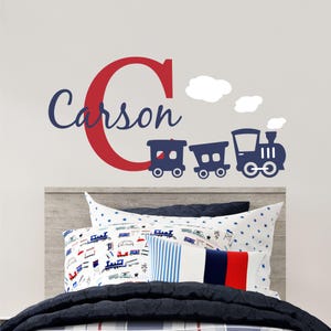 Train Nursery Wall Decal - Initial and Name Train Decals,  Train Wall Décor -  Boys Train Room Decals