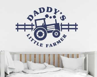 Tractor Farm Wall Decal - Farm Tractor Nursery Décor - Daddy's Little Farmer Wall Decal - One Color Decal