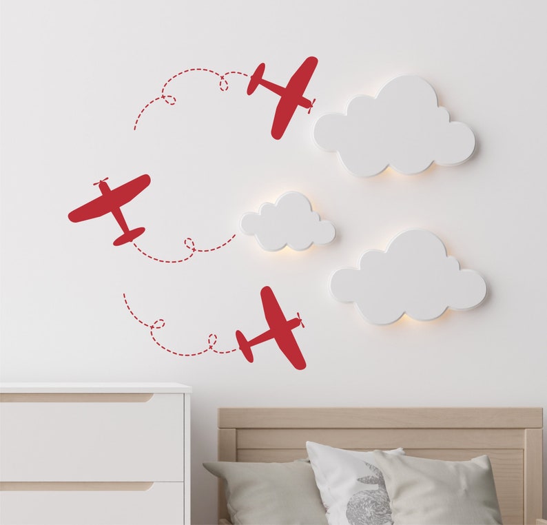 Airplane Wall Decal Set Airplane Stickers Set includes 3 Planes Airplane Decal Kids Room Decal Boys Decal Airplane Sticker image 6