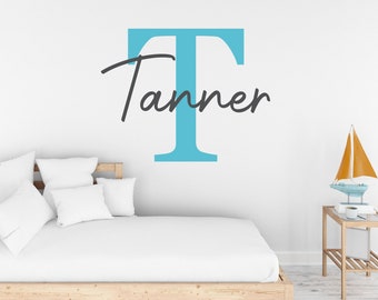 Personalized Girl Boy Name Wall Decal / Custom Girl Monogram Initial Wall Sticker, Nursery Vinyl Lettering Décor, Kids Room Baby Name Decal