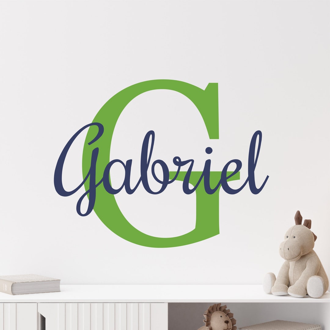 Personalized Kids Wall Decal With Name & Initial - Custom Nursery Room ...