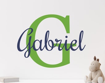 Personalized Kids Wall Decal with Name & Initial - Custom Nursery Room Decor