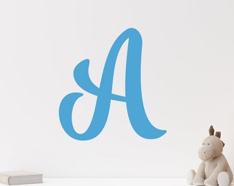 Single Letter Monogram Nursery Kids Room Wall Decal, Custom Letter Initial Wall Decal for Kids Room