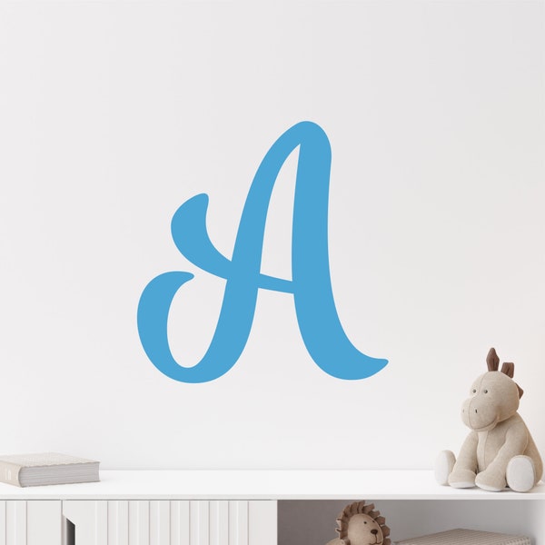 Single Letter Monogram Nursery Kids Room Wall Decal, Custom Letter Initial Wall Decal for Kids Room