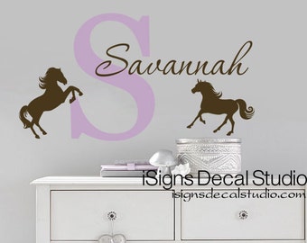 Horse Wall Decal - Horse Initial Name - Western Nursery Decal - Boy Girl Custom Name Decal - Horse Sticker