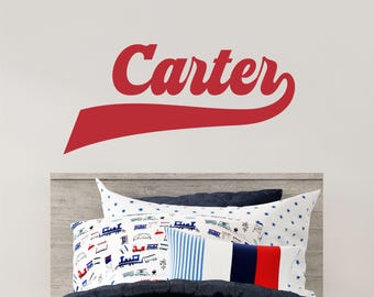 Boys Girls Nursery Name Wall Decal - Personalized Kids Name Decal - Sports Name Decals