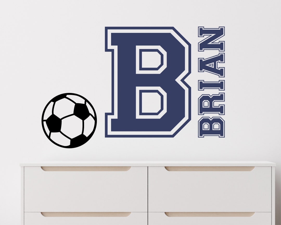 LARGE 20 Personalized Soccer Wall Decal Custom Name Decal Kids Soccer Decal Varsity Name Decal