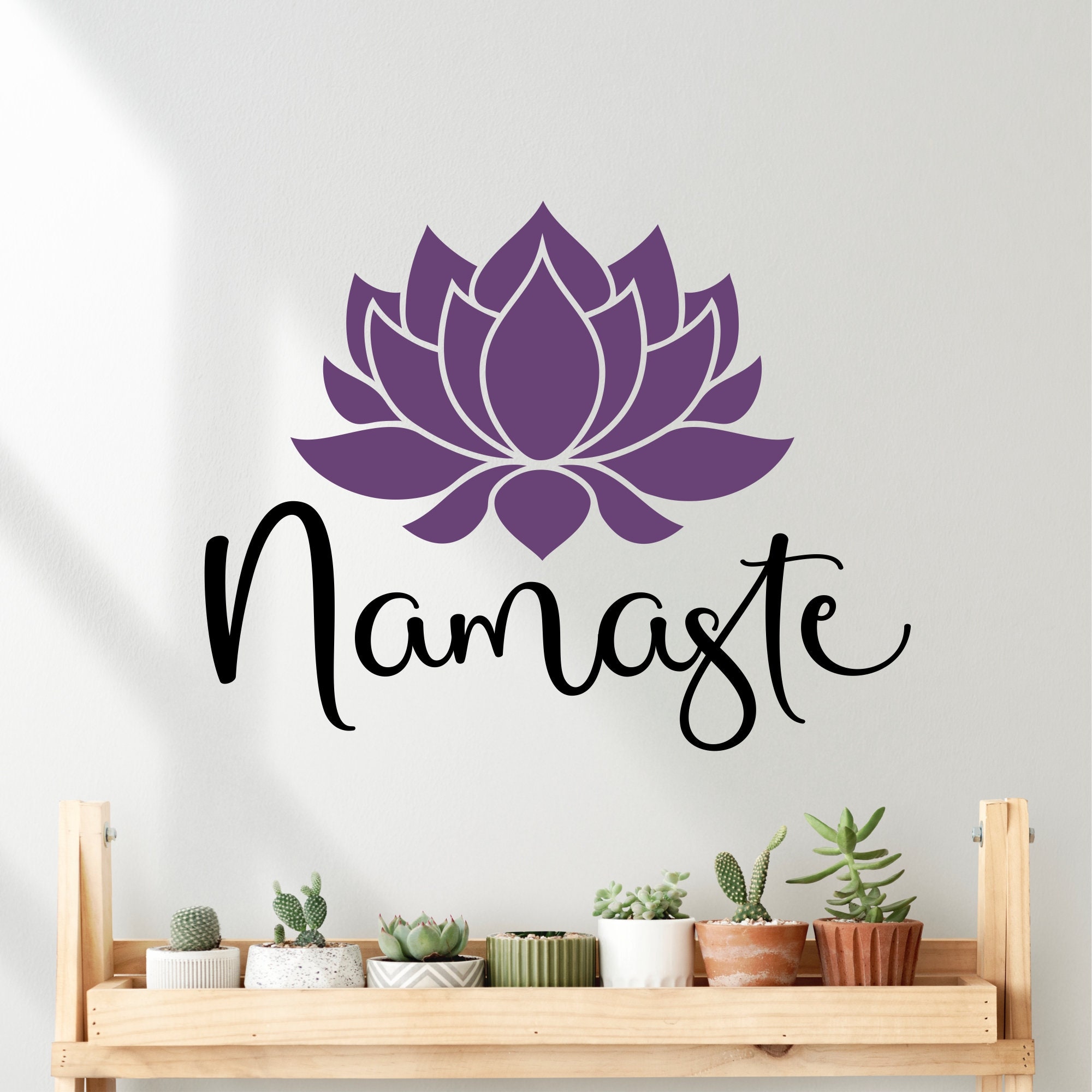 Namaste Lotus Flower Decal - Yoga Wall Decal - Namaste Sign - Namaste ...