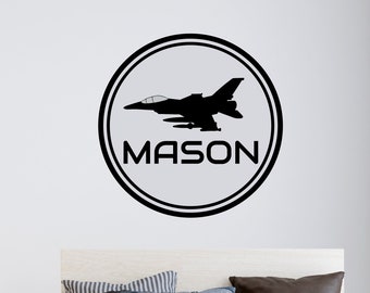 Fighter Jet Military Airplane Wall Decal, Military Airplane Wall Decal, Nursery Wall Decals, Kids Room Jet Airplane Decals