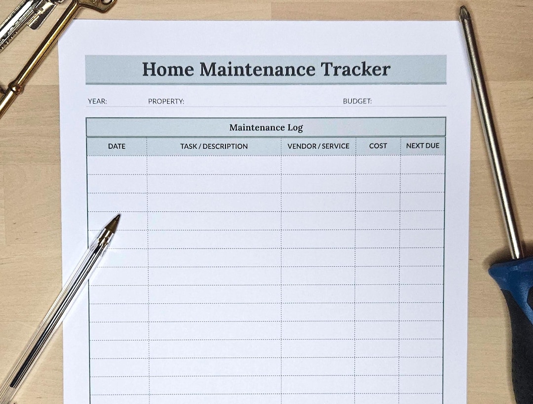 Printable Home Maintenance Tracker (minimalist) - Property Management ...